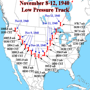 Armistice Day storm track 1940 NWS